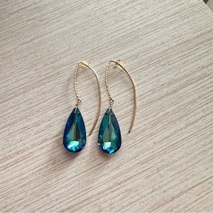 Handmade 14k Gold Swarovski Crystal Teardrop Earrings